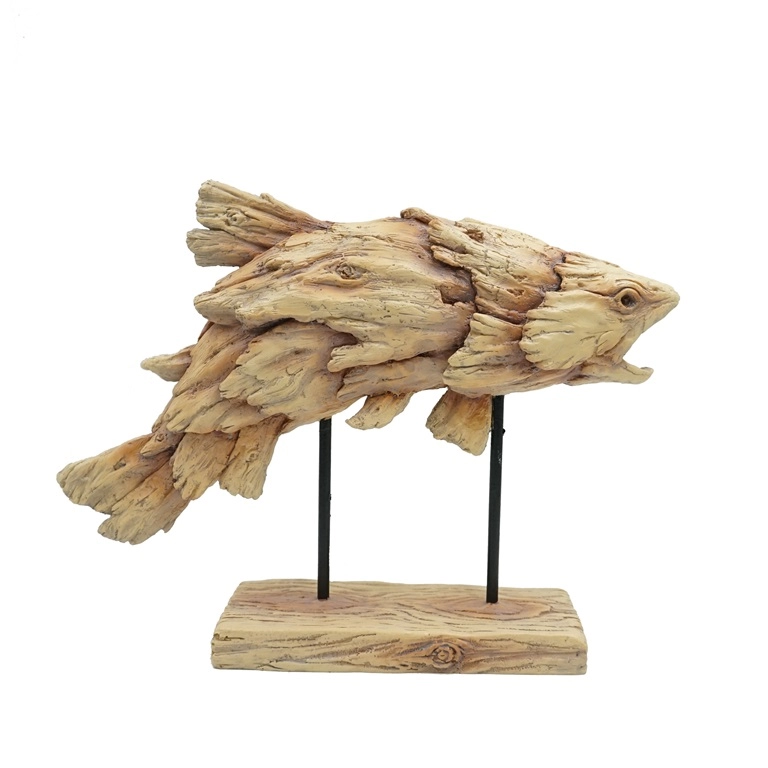Điêu khắc cá nhảy bằng gỗ lũa