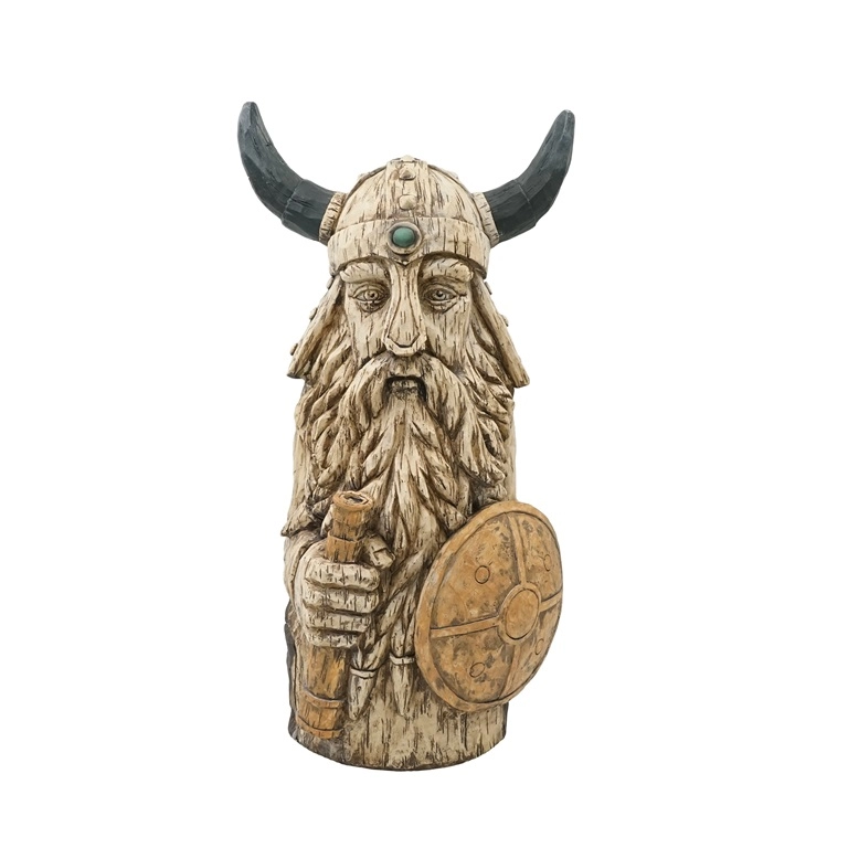 Resin Driftwood Viking Pirate with Shield Tượng để trang trí