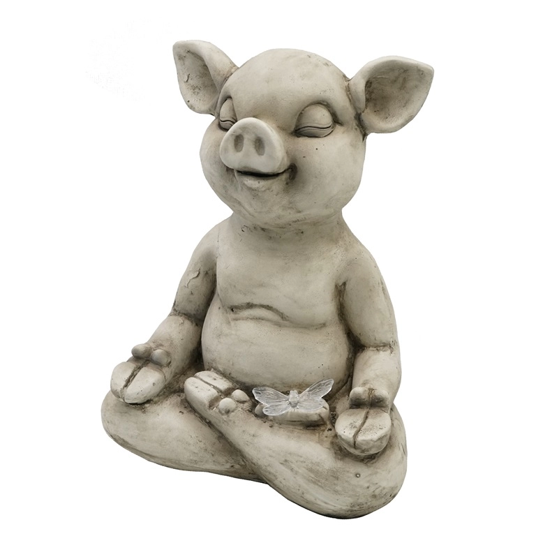 Tượng lợn ngồi thiền Yoga MGO Garden