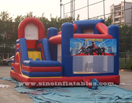 Lâu đài nhảy bơm hơi người nhện trẻ em 6x5m có cầu trượt với giá bán từ Sino Inflatables