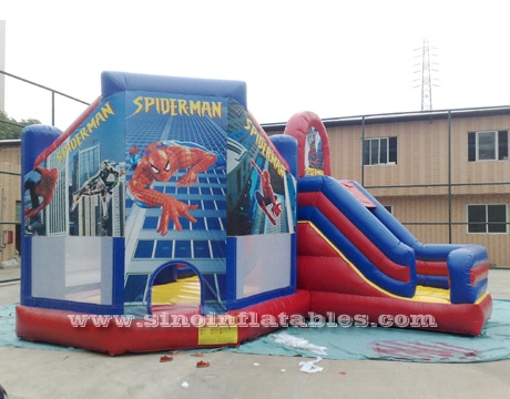 Lâu đài nhảy bơm hơi người nhện trẻ em 6x5m có cầu trượt với giá bán từ Sino Inflatables