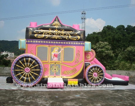 Bữa tiệc trẻ em nhà tung tăng xe ngựa bơm hơi có cầu trượt làm bằng vật liệu N chỉ được chứng nhận từ nhà máy Sino Inflatables