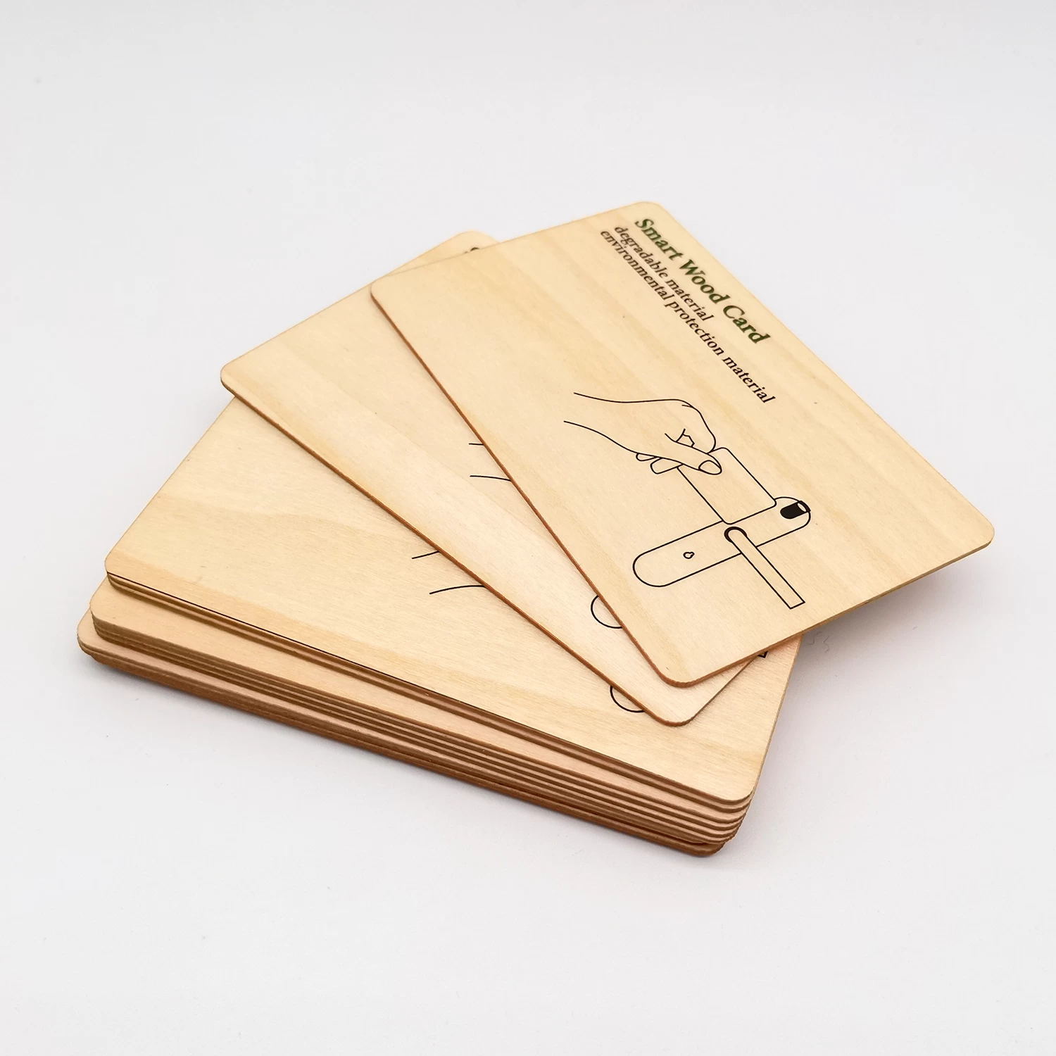 Thẻ kinh doanh bằng gỗ tre có thể lập trình RFID ISO14443A Thẻ gỗ thông minh NTAG 213 NFC