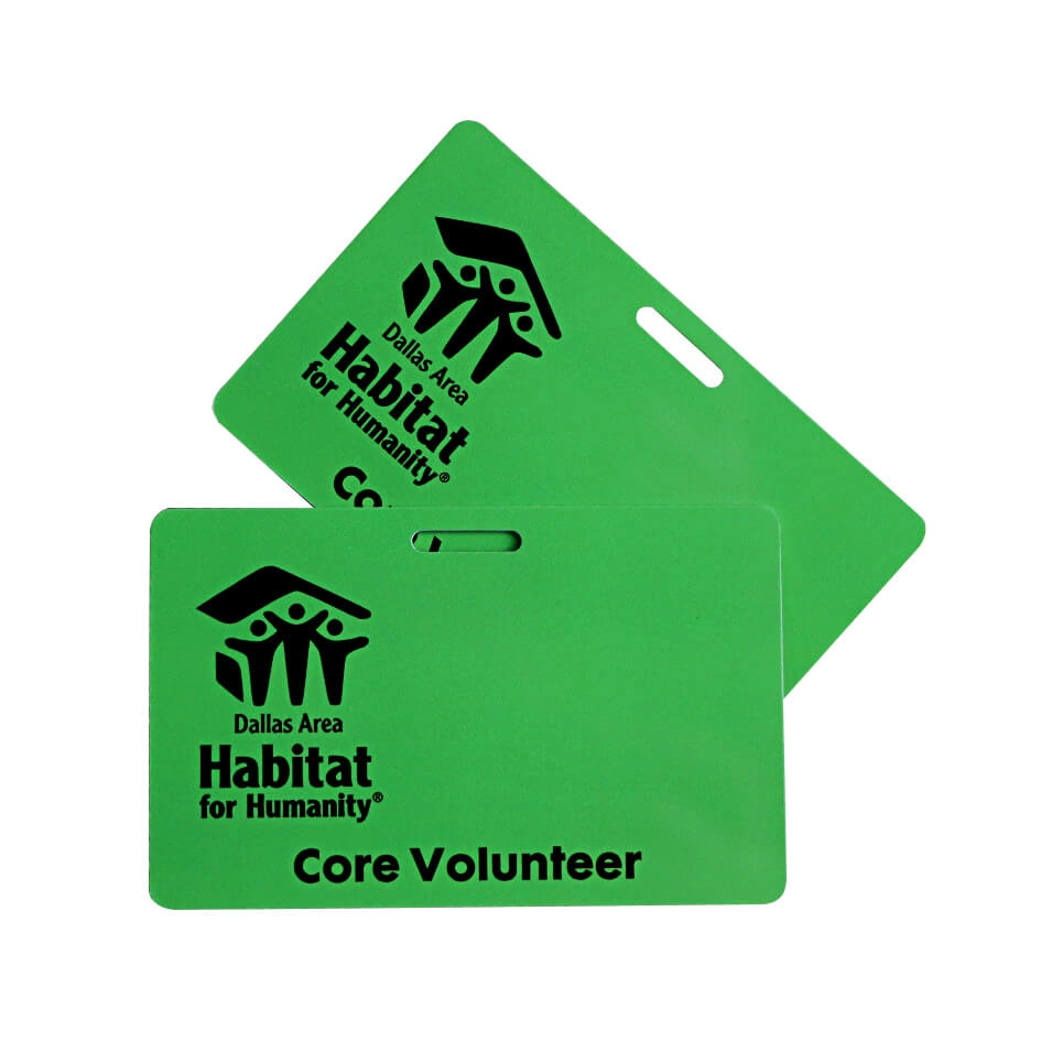 Thẻ ID ảnh tình nguyện viên bằng nhựa PVC có lỗ buộc dây