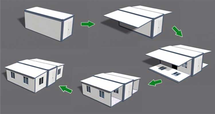 Dễ dàng lắp ráp nhà di động có thể mở rộng nhà container có thể gập lại
