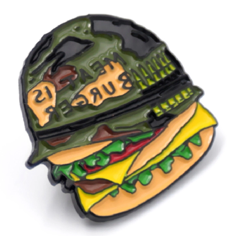 Nhà sản xuất tùy chỉnh pin ve áo burger tráng men mềm